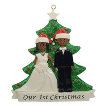 Load image into Gallery viewer, Personalized Christmas Wedding Couple Ornament Ethnic Bride and Groom