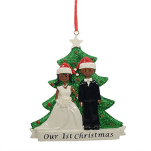 Load image into Gallery viewer, Personalized Christmas Wedding Couple Ornament Ethnic Bride and Groom
