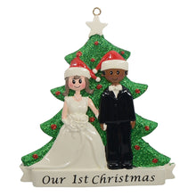 Load image into Gallery viewer, Personalized Christmas Wedding Couple Ornament White Bride and Ethnic Groom