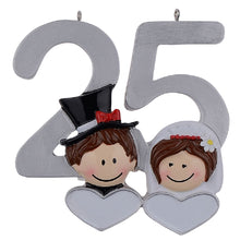 Load image into Gallery viewer, Personalized Christmas Gift Couple Silver and Golden Anniversary Ornament 25th/50th