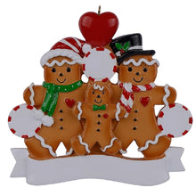Load image into Gallery viewer, Personalized Gift for Family 3 Christmas Ornament Gingerbread Family 3