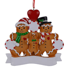 Load image into Gallery viewer, Personalized Gift for Family 3 Christmas Ornament Gingerbread Family 3