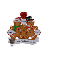 Load image into Gallery viewer, Personalized Gift for Family 3 Christmas Ornament Gingerbread Family 3