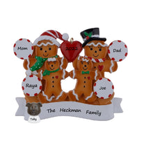 Load image into Gallery viewer, Customize Gift Christmas Ornament Family 4 Gingerbread