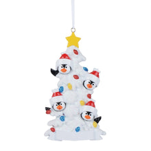 Load image into Gallery viewer, Customize Christmas Gift Family Ornament Penguin Family 4 White