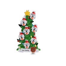 Load image into Gallery viewer, Personalized Gift Christmas Ornament Penguin Family 7 Green