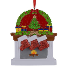 Load image into Gallery viewer, Personalized Christmas Ornament Gift for Family 3 Fireplace stockings
