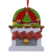 Load image into Gallery viewer, Personalized Christmas Ornament Fireplace stockings Family 4