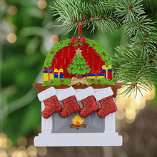 Load image into Gallery viewer, Personalized Christmas Ornament Fireplace stockings Family 4