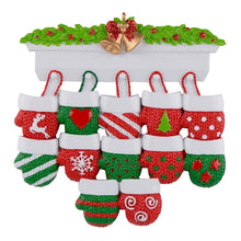 Load image into Gallery viewer, Personalized Christmas Ornament Mantel Gloves Family 12