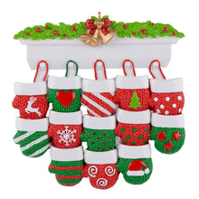 Load image into Gallery viewer, Personalized Christmas Ornament Mantel Gloves Family 13