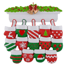 Load image into Gallery viewer, Personalized Christmas Ornament Mantel Gloves Family 14