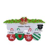 Load image into Gallery viewer, Personalized Christmas Ornament Mantel Gloves Family 4