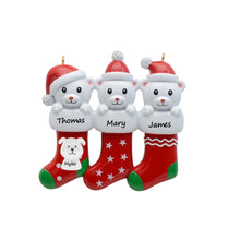 Load image into Gallery viewer, Personalized Gift Christmas Ornament Bear Stocking Family 3