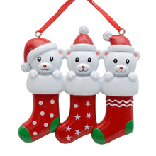 Load image into Gallery viewer, Personalized Gift Christmas Ornament Bear Stocking Family 3