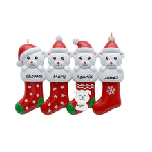 Load image into Gallery viewer, Personalized Christmas Gift Family 4 Ornament Bear Stocking