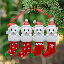 Load image into Gallery viewer, Personalized Christmas Gift Family 4 Ornament Bear Stocking