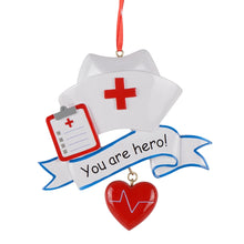 Load image into Gallery viewer, Personalized Christmas Ocupation Gift Ornament Nurse Hero