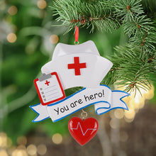 Load image into Gallery viewer, Personalized Christmas Ocupation Gift Ornament Nurse Hero