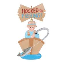 Load image into Gallery viewer, Personalized Ornament Hooked on Fishing