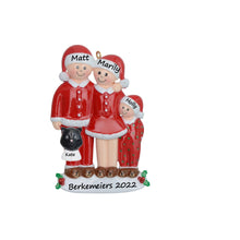 Load image into Gallery viewer, Personalized Ornament Pajama Family 3 Christmas Decoration Ornament