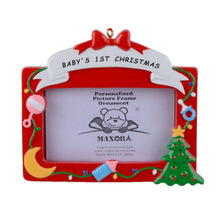 Load image into Gallery viewer, Personalized Ornament Baby's 1st Christmas Photo Frame