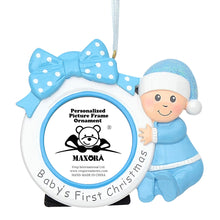 Load image into Gallery viewer, Baby's First Christmas Ornament Bow Photo Frame