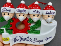 2020 hot selling personalized ornament--Survival family with mask