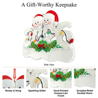 2026 Snowman Family of 2 Personalized Christmas Ornaments
