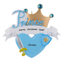 Load image into Gallery viewer, Christmas Personalized Ornament Princess Crown Blue/Pink
