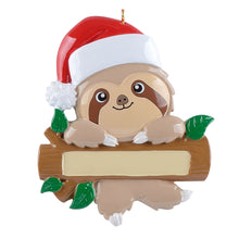 Load image into Gallery viewer, Personalized Christmas Ornament Sloth
