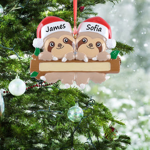 Personalized Christmas Ornament Sloth Family
