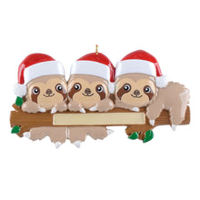 Load image into Gallery viewer, Personalized Christmas Ornament Sloth Family 3
