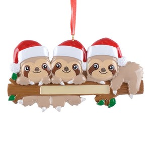 Personalized Gift Christmas Ornament Sloth Family 3