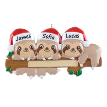 Load image into Gallery viewer, Personalized Gift Christmas Ornament Sloth Family 3

