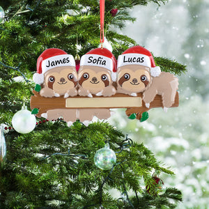 Personalized Gift Christmas Ornament Sloth Family 3