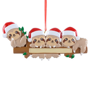 Personalized Christmas Gift Decoration Ornament Sloth Family 4