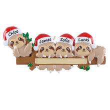 Load image into Gallery viewer, Personalized Christmas Ornament Sloth Family 4
