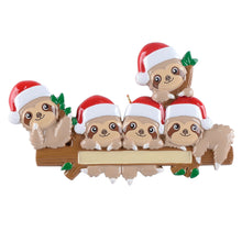 Load image into Gallery viewer, Personalized Christmas Gift Ornament Sloth Family 5
