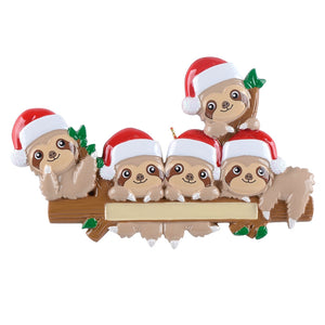 Personalized Christmas Gift Ornament Sloth Family 5