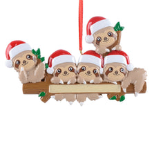 Load image into Gallery viewer, Personalized Christmas Ornament Sloth Family 5
