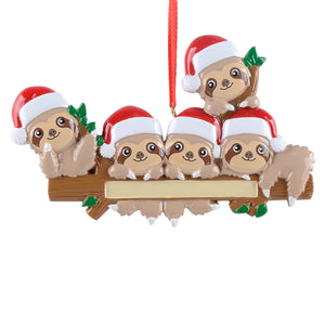 Personalized Christmas Ornament Sloth Family 5