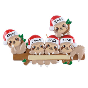 Personalized Christmas Gift Ornament Sloth Family 5