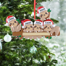 Load image into Gallery viewer, Personalized Christmas Ornament Sloth Family
