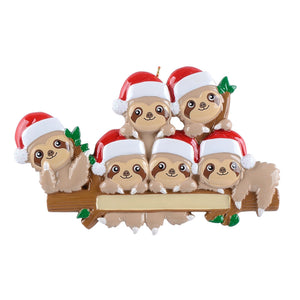 Personalized Christmas Ornament Sloth Family 6