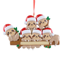 Load image into Gallery viewer, Personalized Christmas Ornament Sloth Family 6
