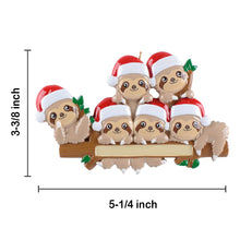 Load image into Gallery viewer, Personalized Christmas Ornament Gift Sloth Family 6
