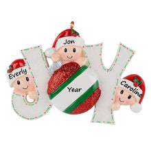 Load image into Gallery viewer, Personalized Christmas Ornament JOY Family 3
