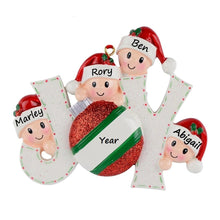 Load image into Gallery viewer, Personalized Christmas Ornament JOY Family 4
