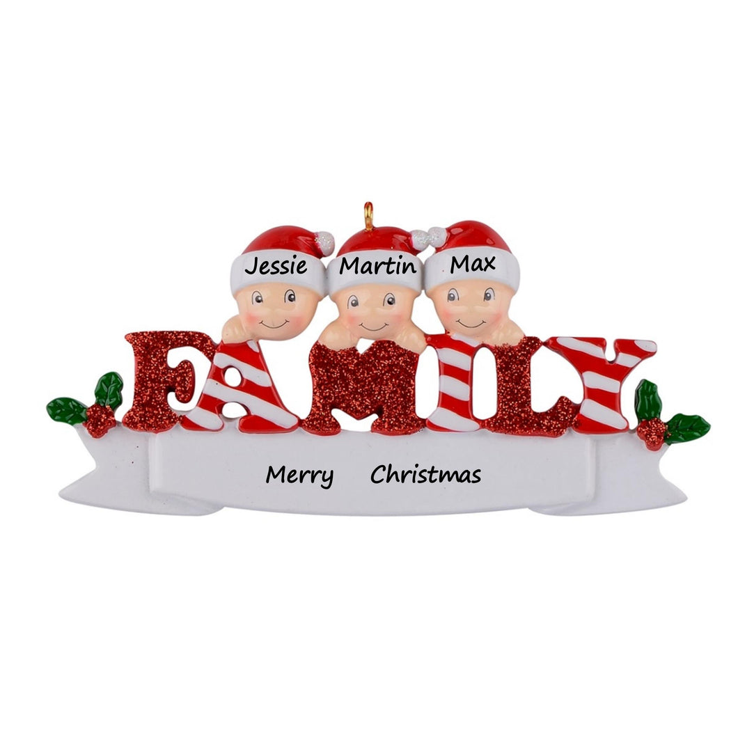 Personalized Christmas Ornament Sparkle Family 3
